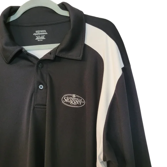 Louisville Slugger Polo Shirt Baseball Athletic Golf Size XXL Black with… - Picture 2 of 5